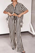 'Bronte' Striped Half Sleeve Top and Pants Set - Celes Fashion